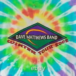 2002 Dave Matthews Band Winter Tour Long Sleeve Tie Dye T-Shirt Size Large