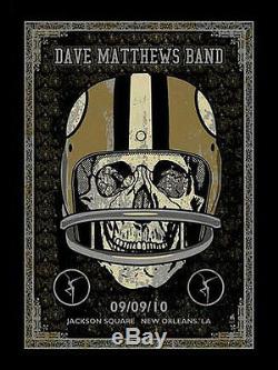 2010 Dave Matthews Band New Orleans Saints Skull NFL Concert Poster 9/9 S/n