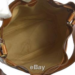CELINE Macadam Drawstring Shoulder Bag Brown PVC Leather DMB A46696j