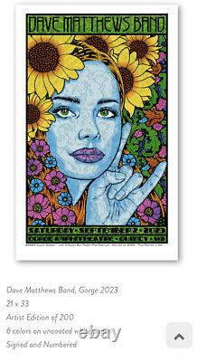 Chuck Sperry Dave Matthews Band Gorge Poster 2023 Standard Edition Autographed
