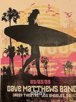 DMB Dave Matthews Band Los Angeles Greek Theater 9/9/09 Surfer Girl Poster