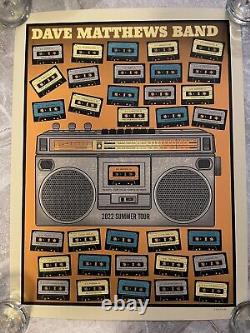Dave Matthews Band 2022 Summer Tour Poster Cassette Tapes Boom Box Orange DMB