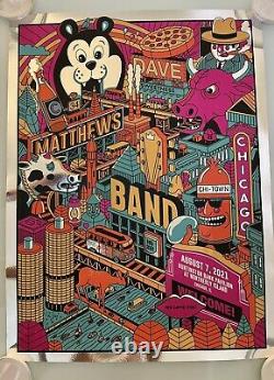 Dave Matthews Band Chicago Poster Concert 8/7/2021 Tour Foil Methane Bear Bull
