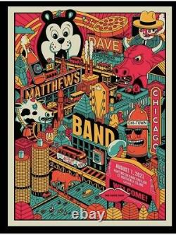 Dave Matthews Band Chicago Poster methane studios art 2021 tour 8/7