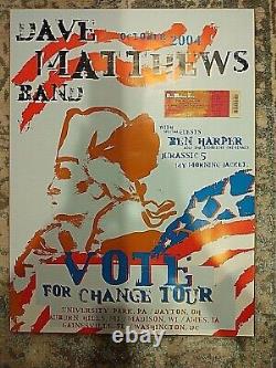 Dave Matthews Band Concert Poster Vote for Change 2004 Gainesville FL withTicket