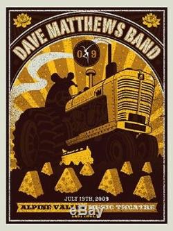 Dave Matthews Band Poster 2009 Alpine East Troy WI N2 #/1050 Rare