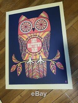 Dave Matthews Band Poster 2015 Alpine Valley N2 Owl Signed #/1155 Methane Mint