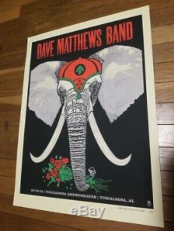 Dave Matthews Band Poster 2015 Tuscaloosa Amphitheatre Roll Tide SIGNED AP MINT