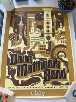 Dave Matthews Band Poster 7/13/2013 Hershey PA Numbered #148/800 & Signed Ticket