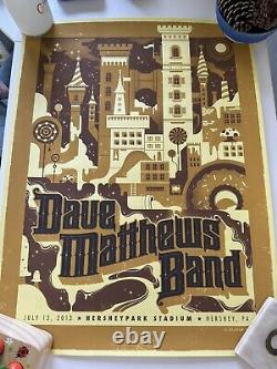 Dave Matthews Band Poster 7/13/2013 Hershey PA Numbered #148/800 & Signed Ticket