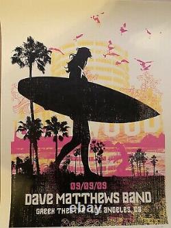 Dave Matthews Band Poster Greek Theater LA N1 Surfer Girl #/500 Rare 09/09/2009