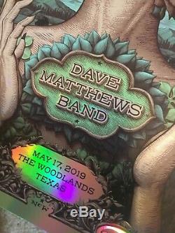 Dave Matthews Band Poster The Woodlands, TX 5/17/19 Serene Rainbow Foil Variant