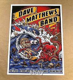 Dave Matthews Band Poster Virginia Beach 2022 Jimbo Phillips EMBOSSED #/850