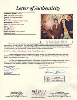Dave Matthews Band Signed Autograph 8x10 Magazine Photo Dave Stefan Carter + JSA