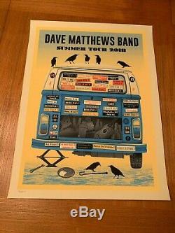 Dave Matthews Band Summer Tour 2018 Poster Dmb Vw Bus Blue And Yellow Variant