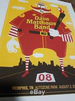 Dave Matthews Band poster Memphis 2008 Methane RARE SIGNED #/460 Mint 19x 25
