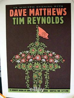 Dave Matthews Tim Reynolds 4/11/2008 Poster Seeds Of Compassion Singed A/P