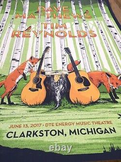 Dave Matthews Tim Reynolds Concert Tour Poster Green Fox Clarkston MI 2017