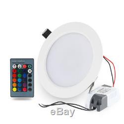 Dimmable RGB Recessed LED Panel Lamp 10W Ceiling Down Light Bulb with IR Remote