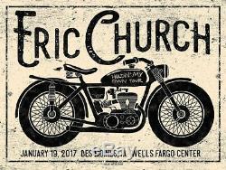 Eric Church 1/19/17 Poster Des Moines IA Signed & Numbered #/20 Artist Edition