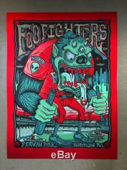 Foo Fighters Poster 7/21/2018 Fenway Boston MA Signed & Numbered #/12 A/E Red