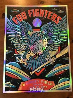 Foo Fighters Poster Wrigley Field Chicago, IL 7/30/18 Rainbow Foil Variant