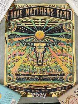 In-Hand Dave Matthews Band Gold Foil Poster Austin TX 5/11/22 Moody Center