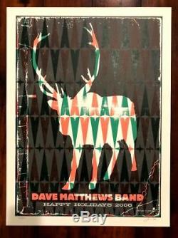 RARE Dave Matthews Band Happy Holidays Methane Studios 2008 Winter poster s/n