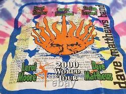 RARE Vintage Dave Matthews Band Tie Dye 2000 World Tour Tee Shirt Size XL