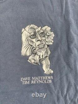 Vintage 90s Dave Matthews Band Shirt Stone Face Rock Music Art Tee Blue Size XL